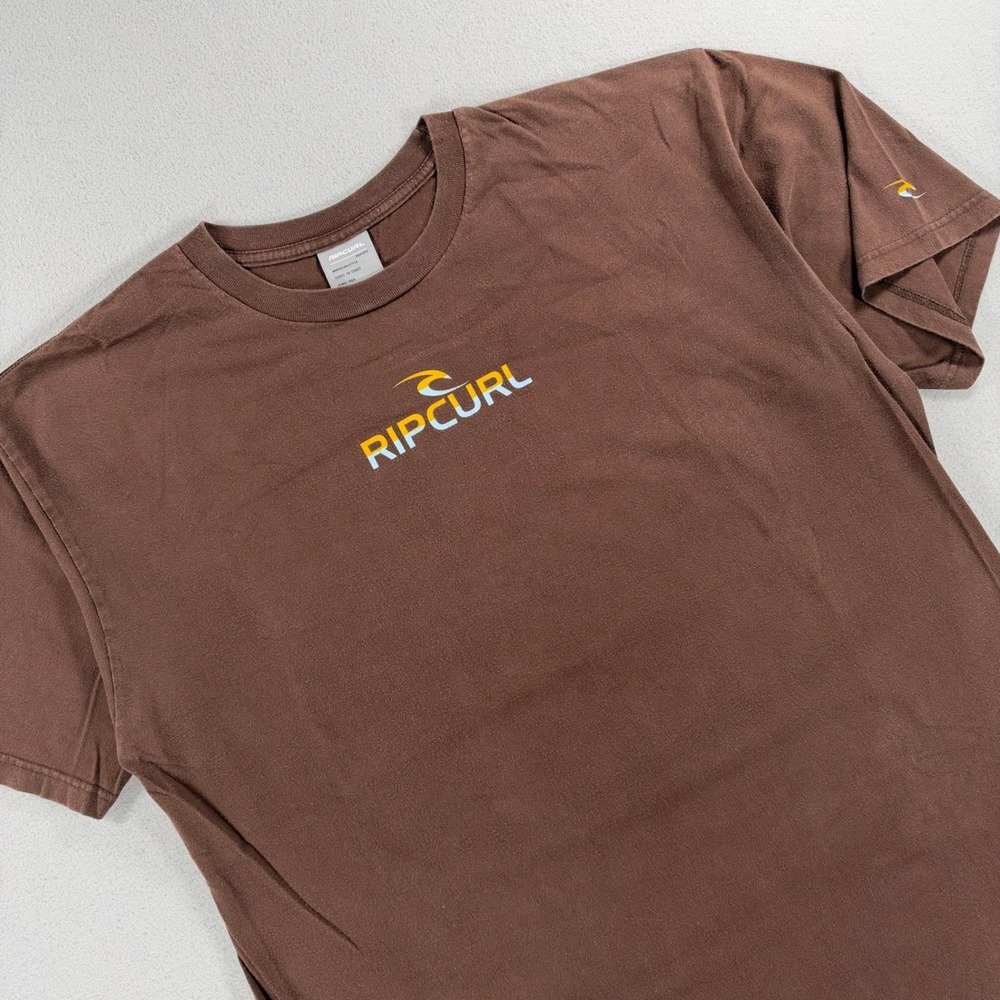 Rip Curl T-Shirt Graphic Logo Brown Short Sleeve Surf Tee